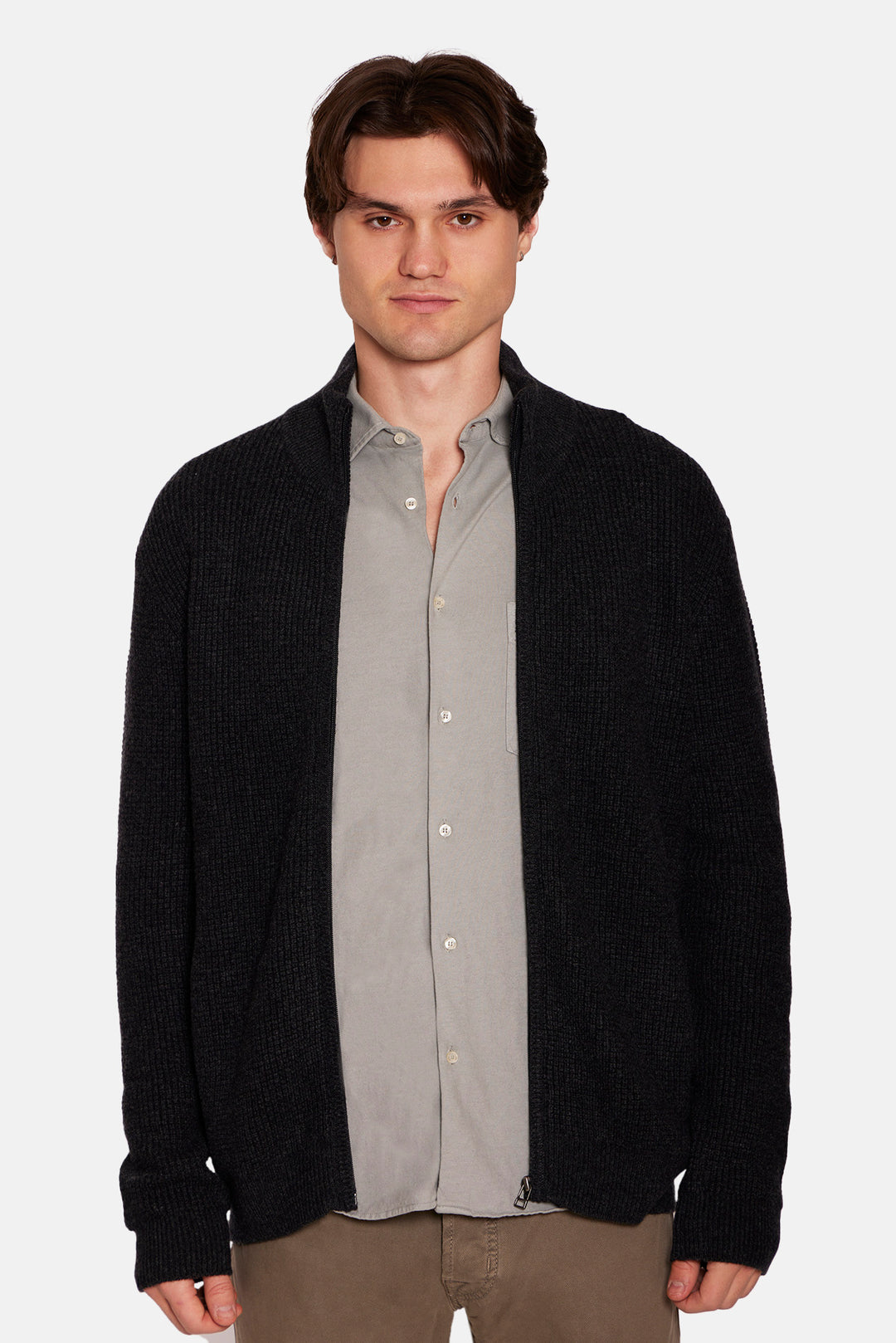 Kenny Cash Waffle Zip Up Asphalt