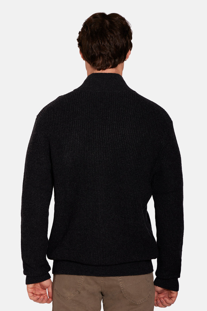 Kenny Cash Waffle Zip Up Asphalt