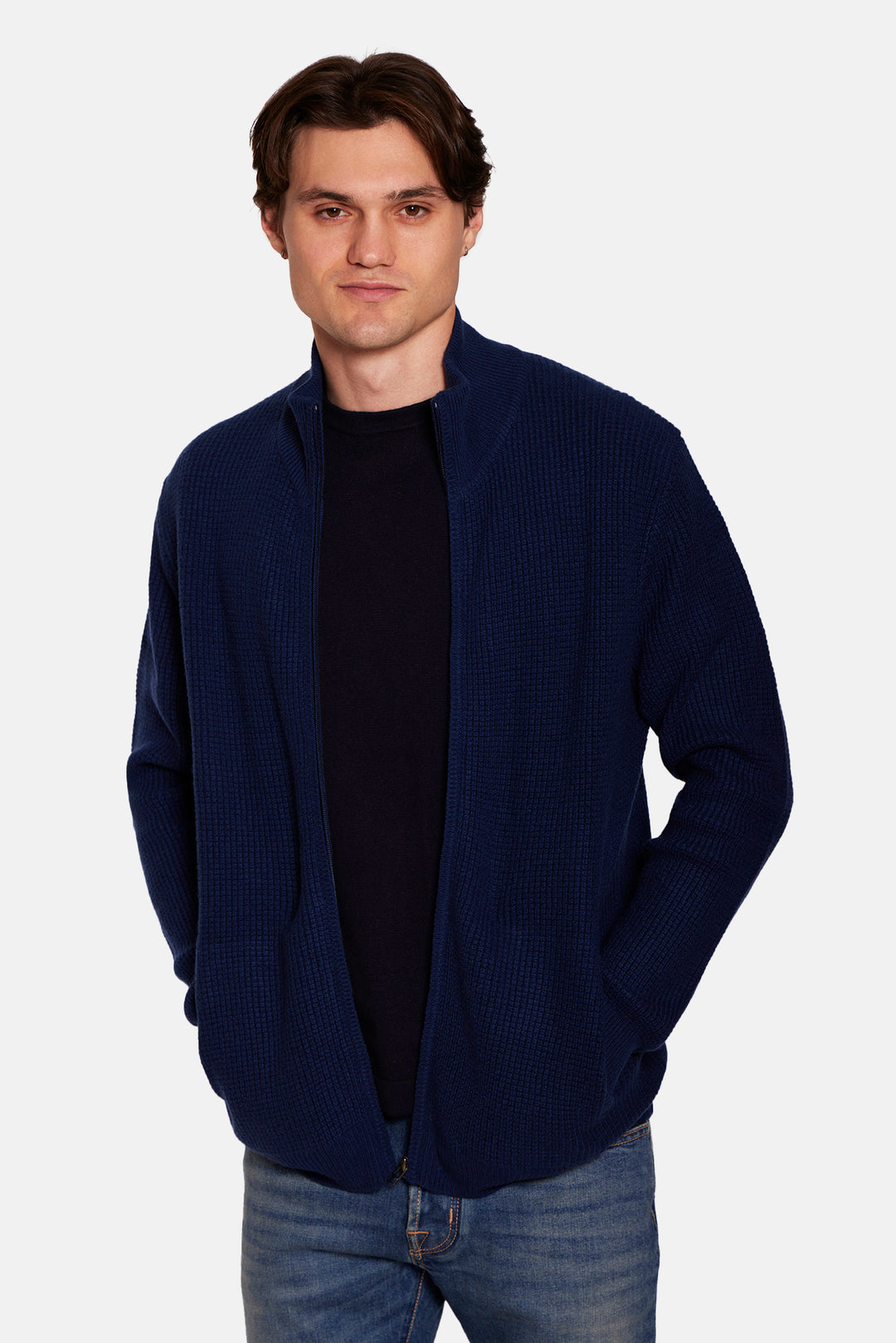 Kenny Cash Waffle Zip Up Navy