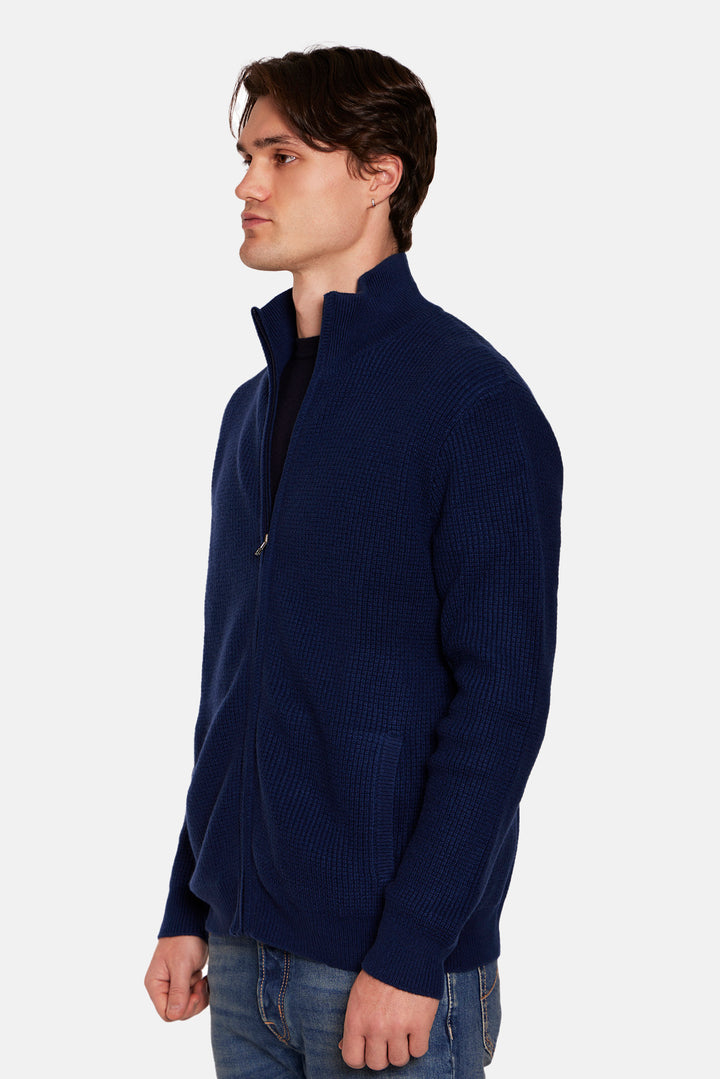 Kenny Cash Waffle Zip Up Navy