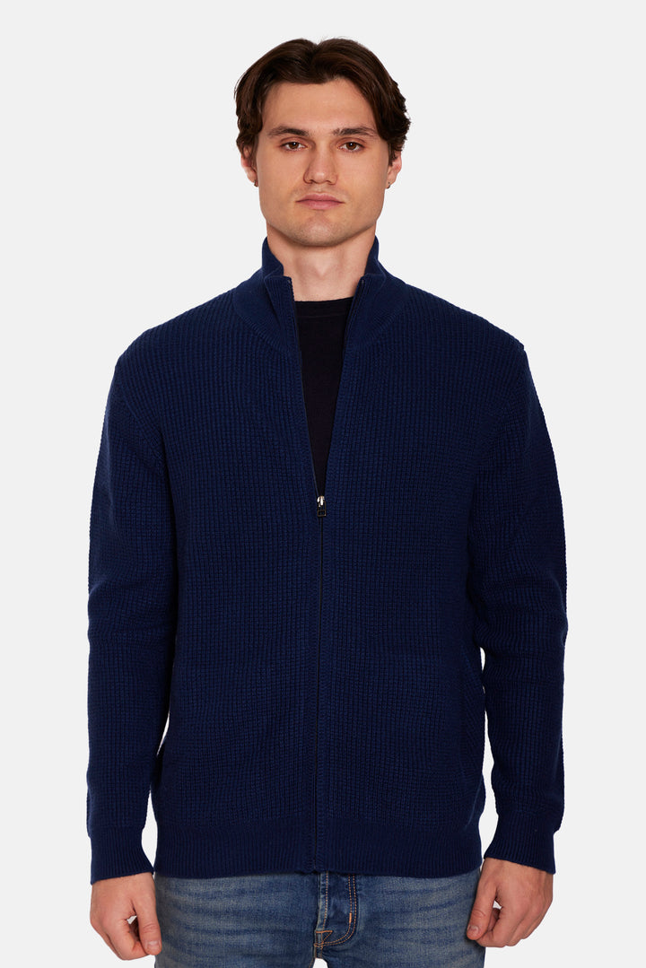 Kenny Cash Waffle Zip Up Navy