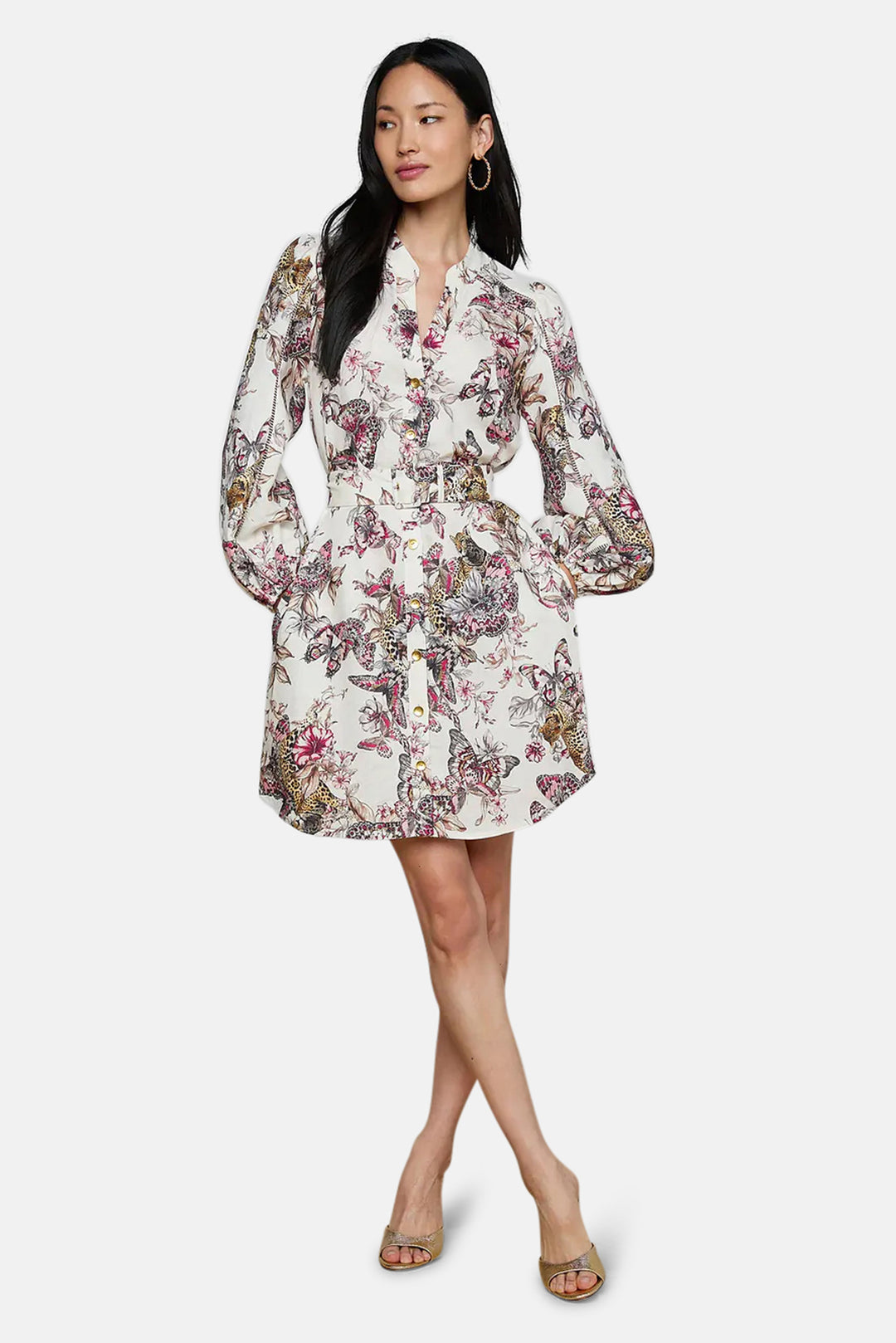 Kiersten Dress White Multi Large Butterfly Jungle