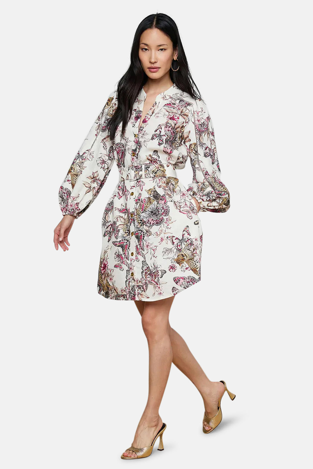 Kiersten Dress White Multi Large Butterfly Jungle