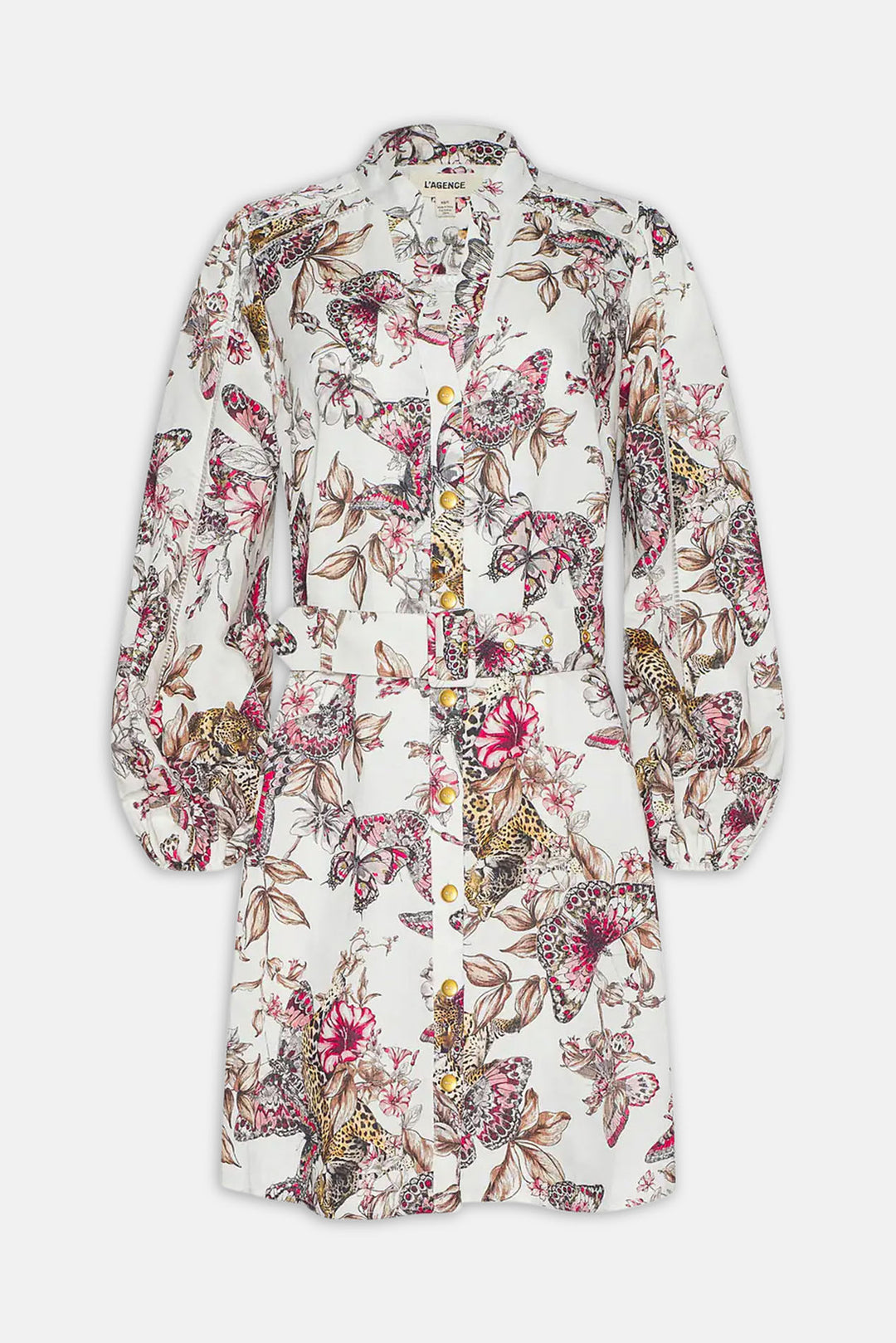 Kiersten Dress White Multi Large Butterfly Jungle