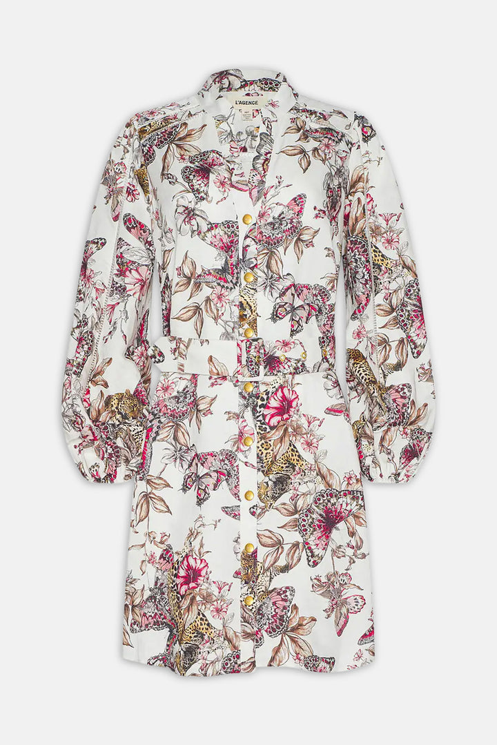 Kiersten Dress White Multi Large Butterfly Jungle