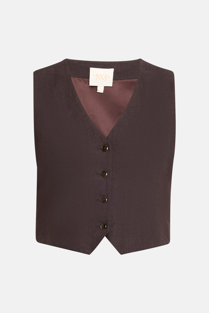 Kikis Linen Vest in Dark Chocolate