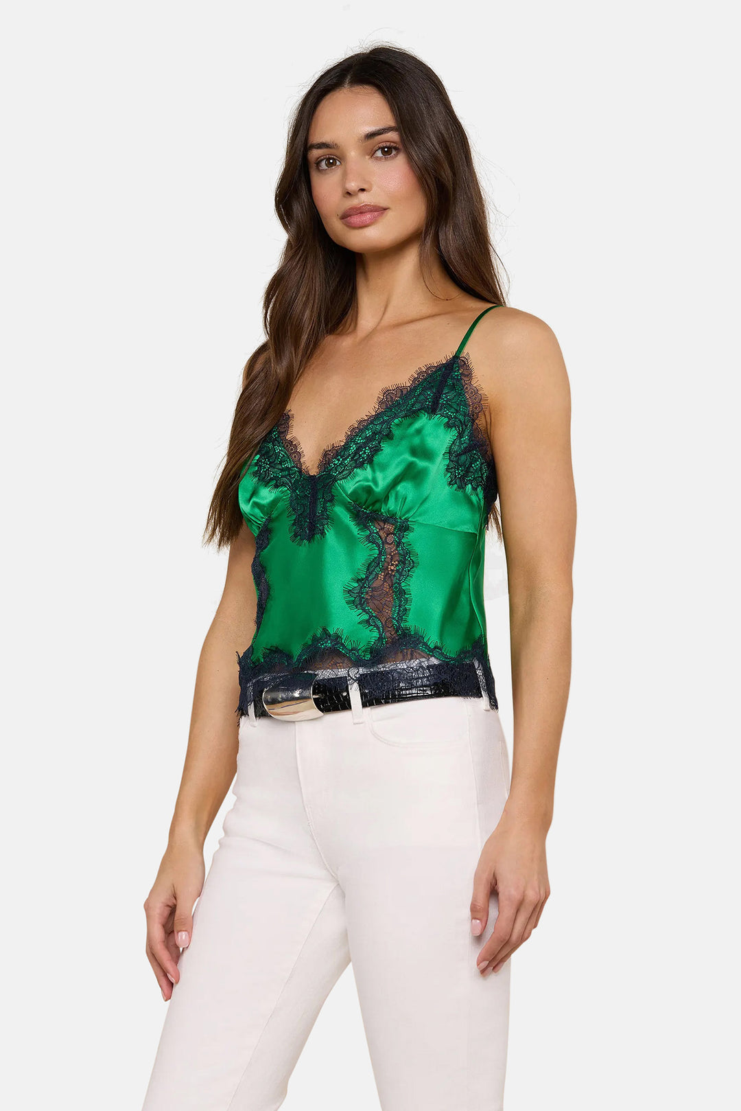 Kimber Silk Lace Camisole Island Green/Midnight