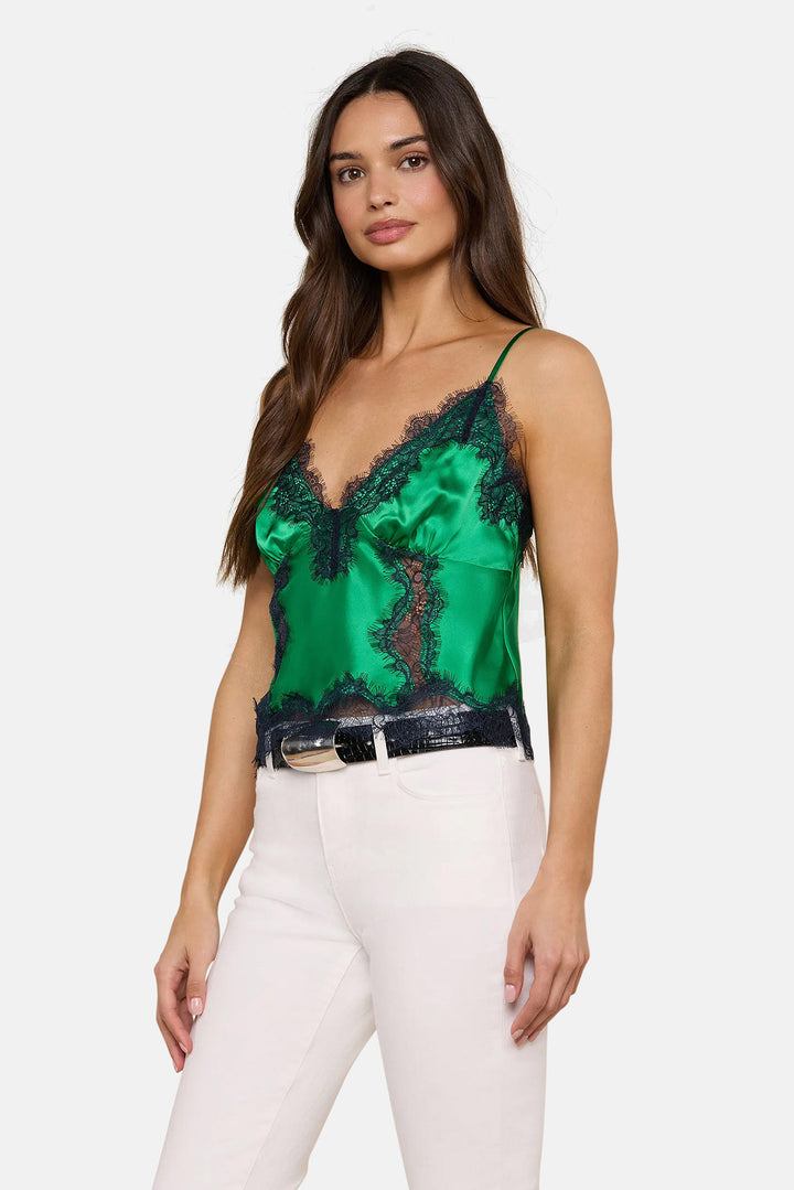 Kimber Silk Lace Camisole Island Green/Midnight