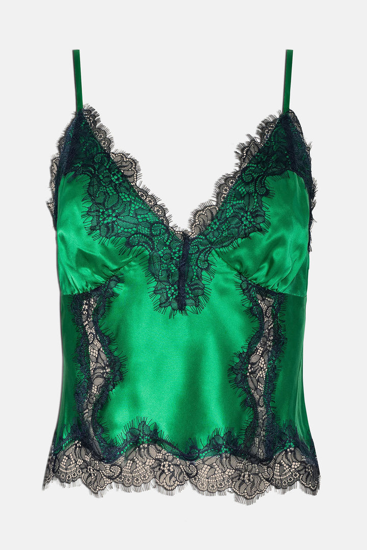 Kimber Silk Lace Camisole Island Green/Midnight