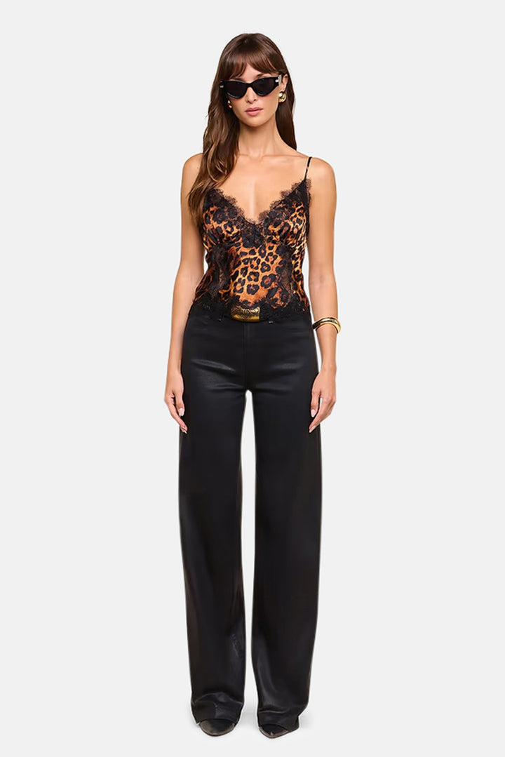 Kimber Silk Lace Camisole Tan Multi Javan Leopard/Black