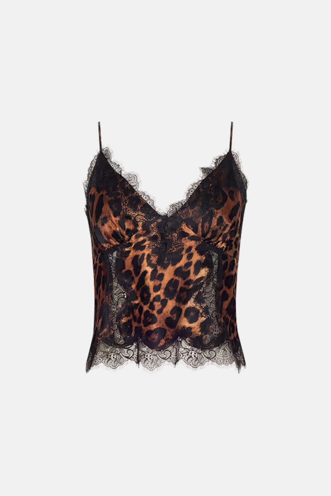 Kimber Silk Lace Camisole Tan Multi Javan Leopard/Black
