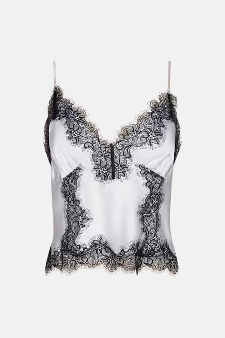 Kimber Silk Lace Camisole White/Black