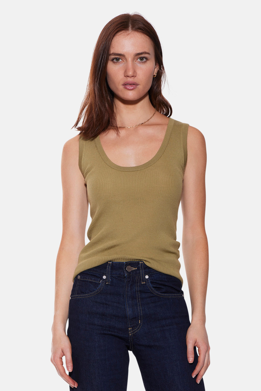 Klara Knit Tank Merino Wool Olive