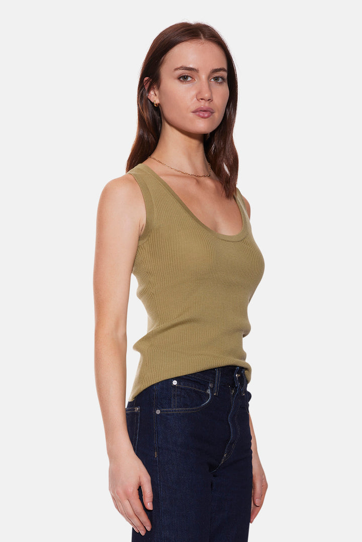 Klara Knit Tank Merino Wool Olive
