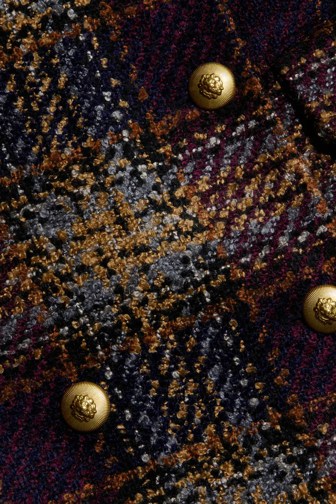 Kolina Tweed Long Coat Navy/Burgundy Multi Tweed