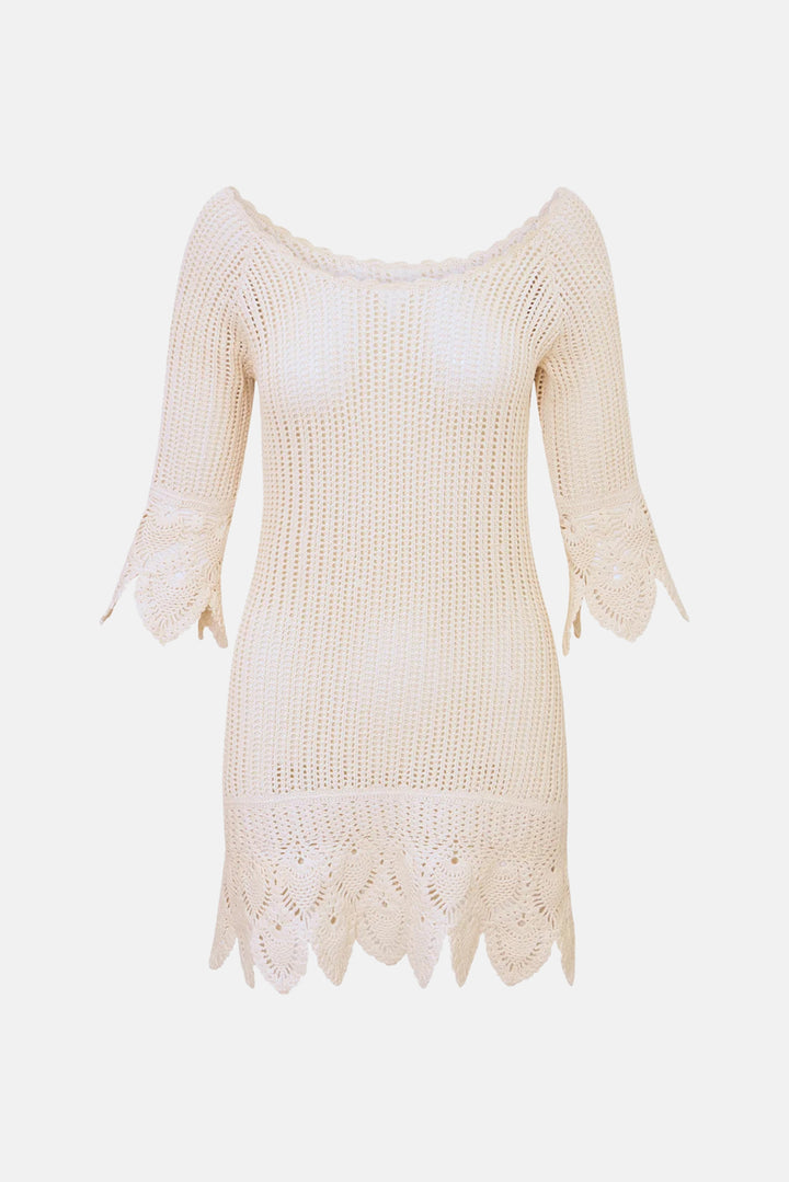 Krisella Scalloped Crochet Mini Dress Ivory