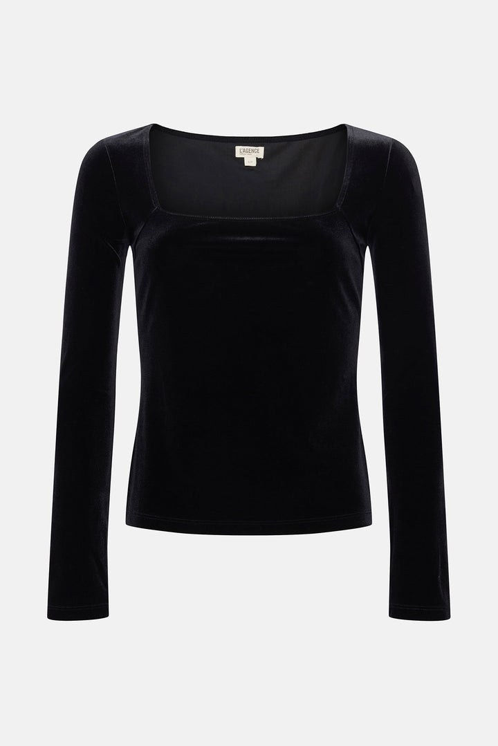 Kinley Long Sleeve Square Neck Top Black