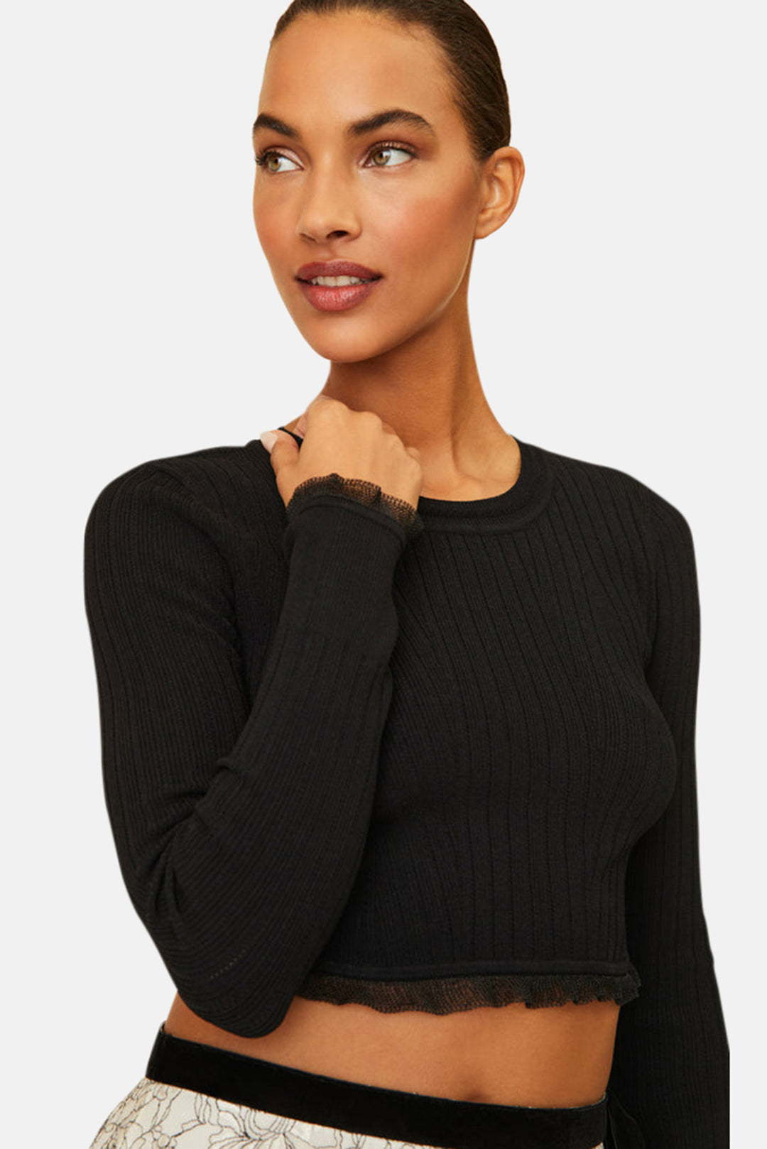 Amandine Crop Pullover Black