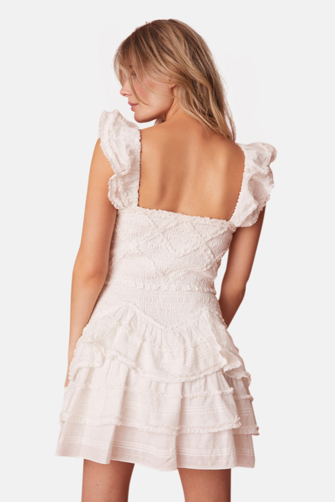 Marsinia Cotton Smocked Dress Bright White