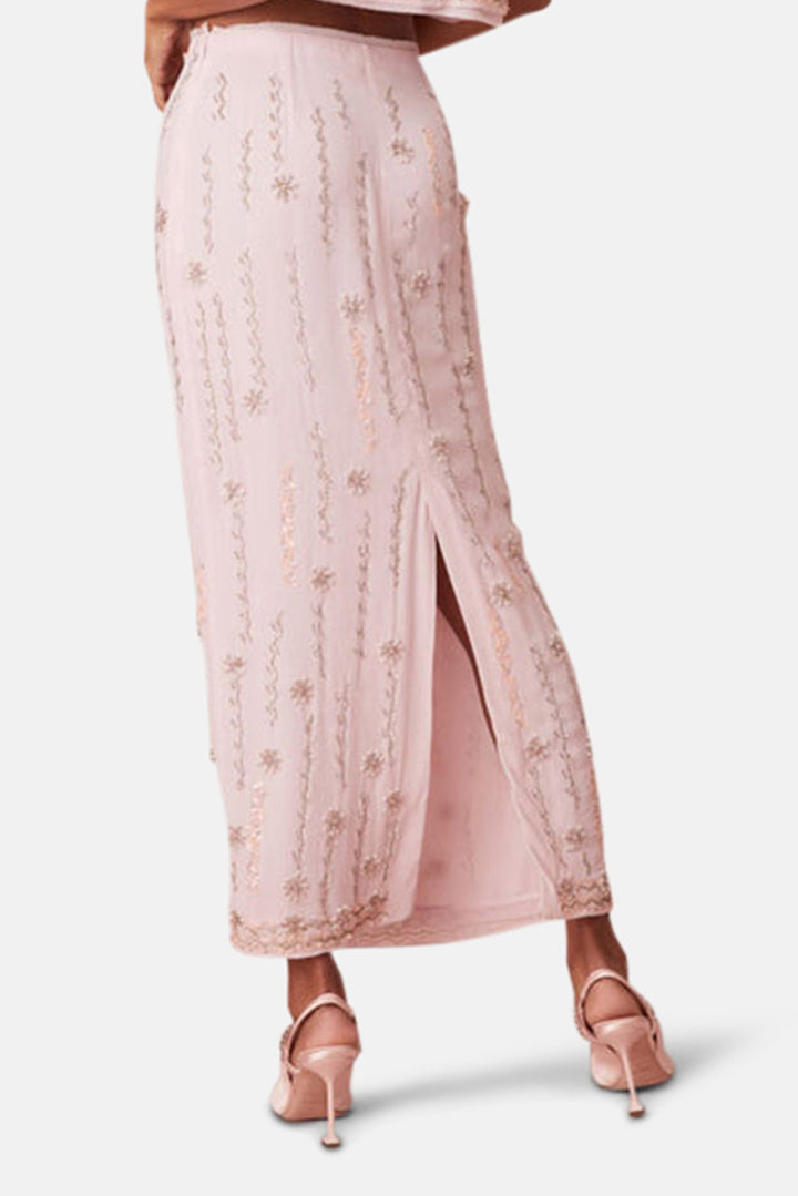 Goodall Embellished Midi Skirt Lilac