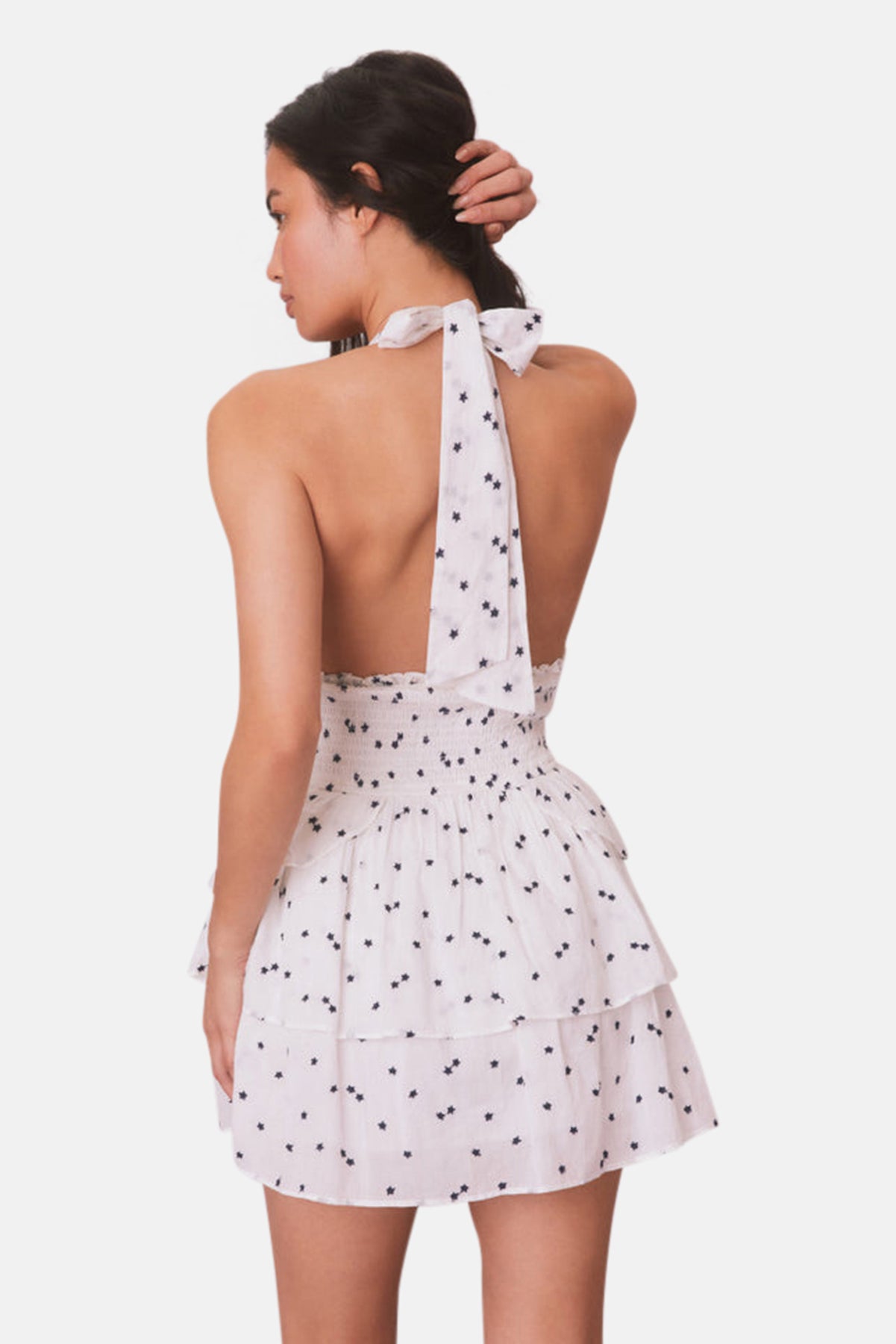 LoveShackFancy Deanna Halter Mini Dress Ivory Starlight blueandcream LoveShackFancy Deanna Halter Mini Dress Ivory Starlight blueandcream