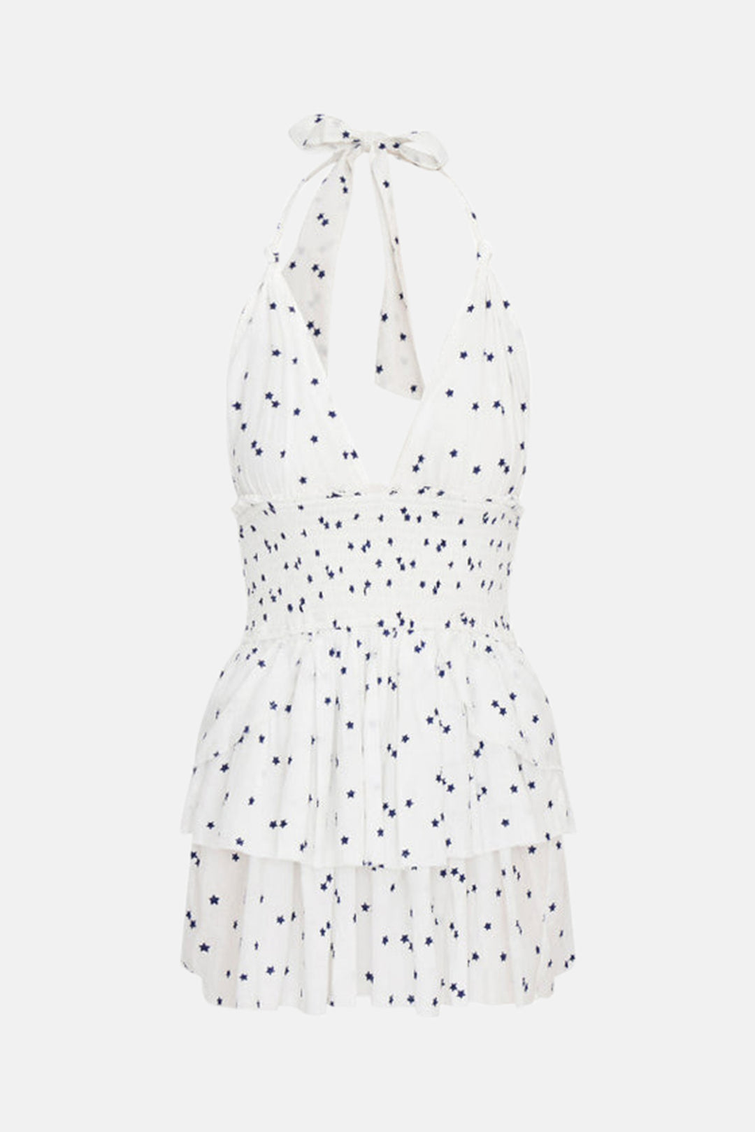 LoveShackFancy Deanna Halter Mini Dress Ivory Starlight blueandcream LoveShackFancy Deanna Halter Mini Dress Ivory Starlight blueandcream
