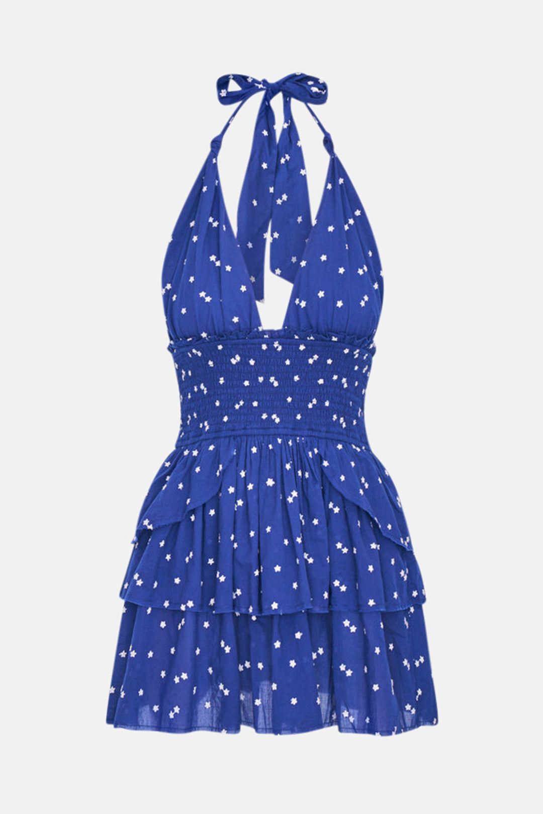 LoveShackFancy Deanna Halter Mini Dress Navy Nightfall blueandcream LoveShackFancy Deanna Halter Mini Dress Navy Nightfall blueandcream
