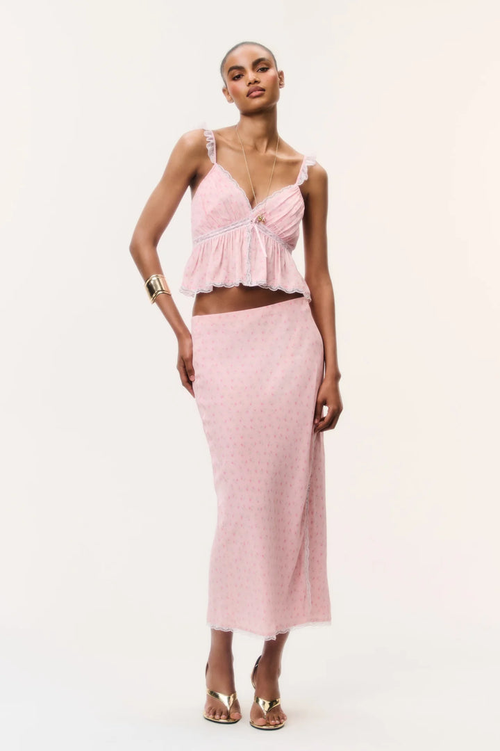 Nicoleta Floral Crepe Top Calico Peach