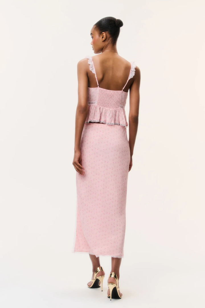 Nicoleta Floral Crepe Top Calico Peach