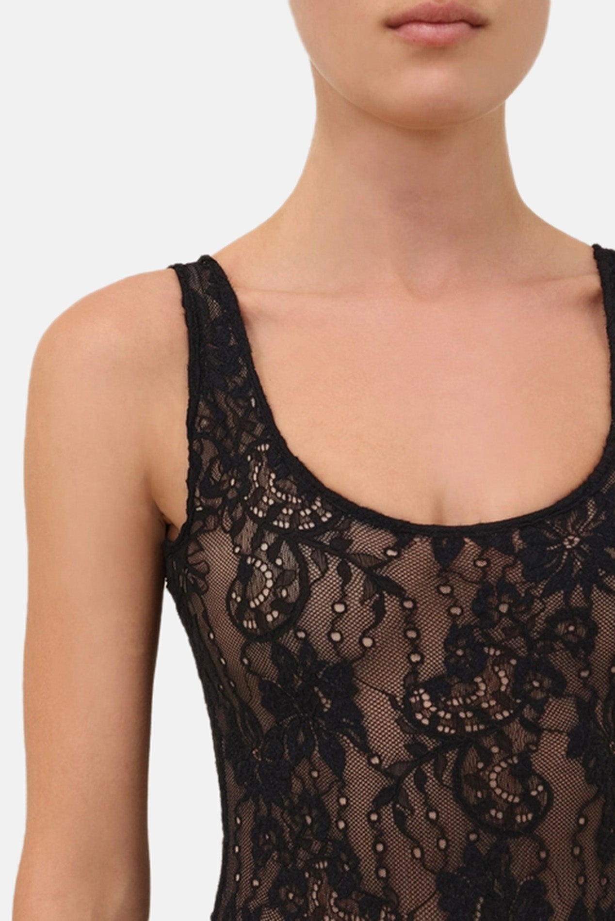 Zimmermann Lace Scoop Neck Bodysuit Black – blueandcream