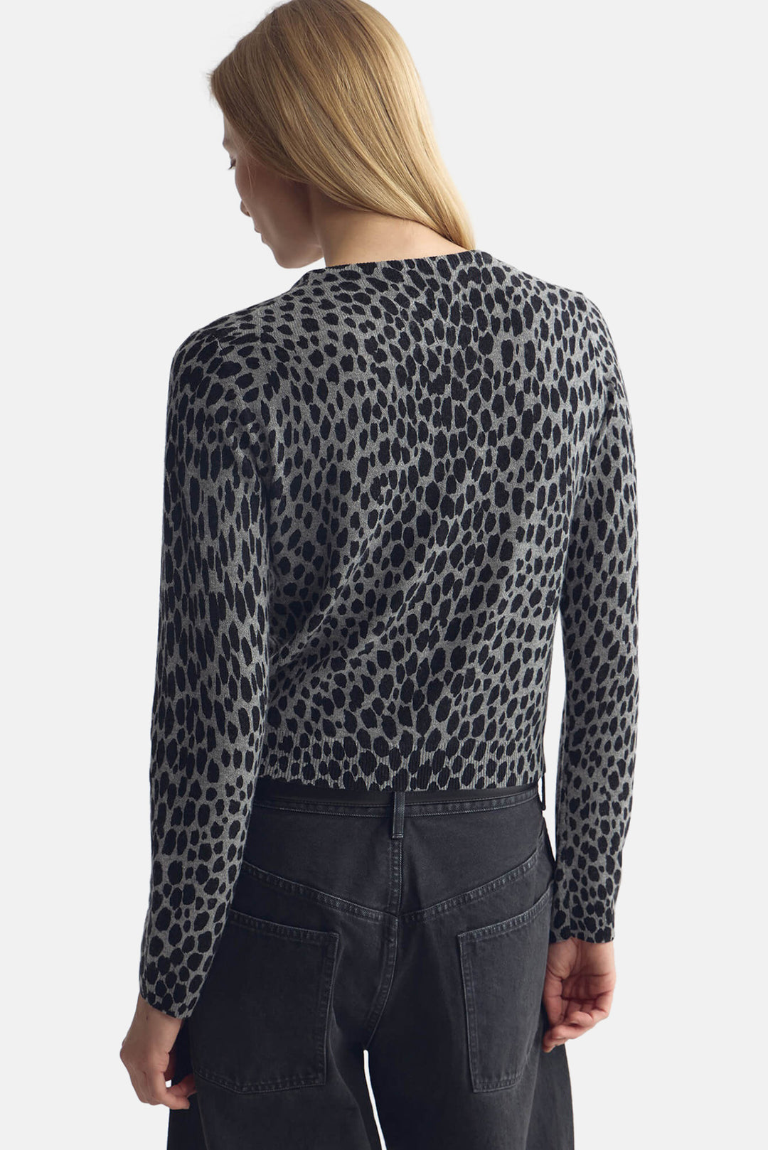 Laevin Printed Sweater Pebble Grey Heather/ Black Cheetah
