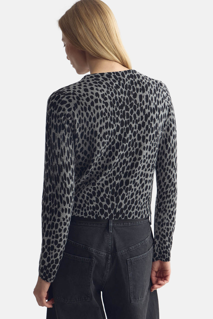 Laevin Printed Sweater Pebble Grey Heather/ Black Cheetah