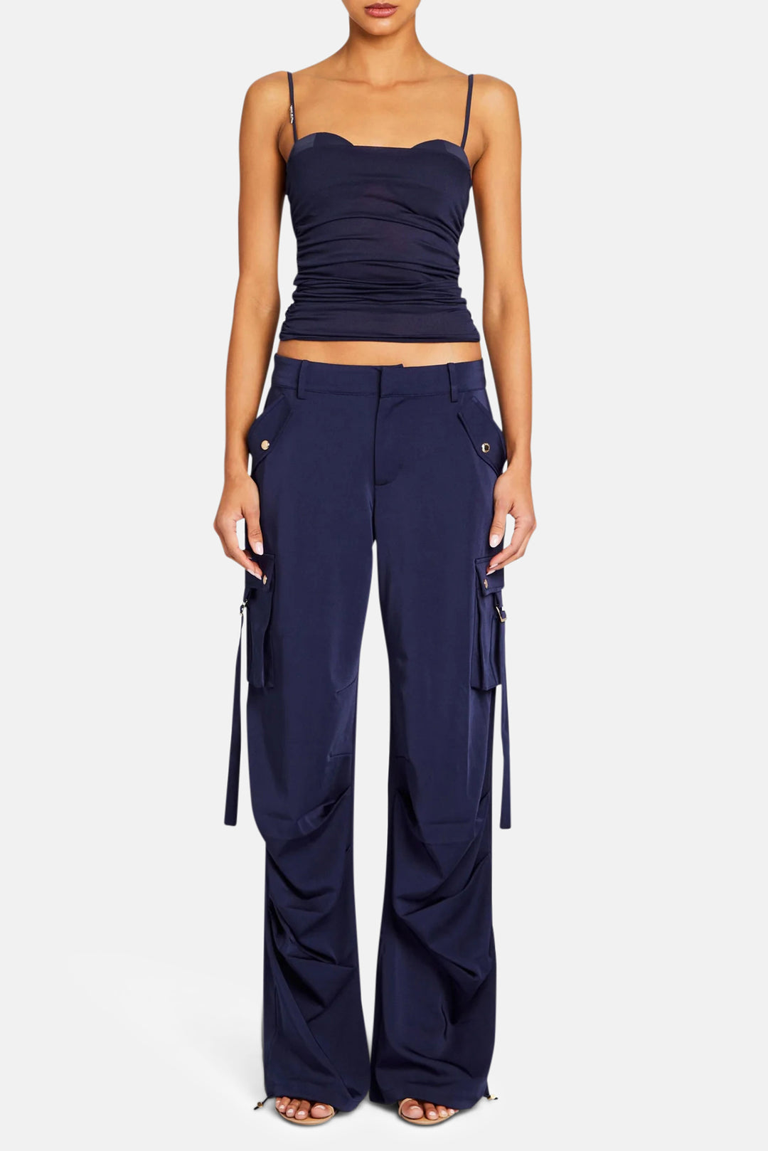 Lai Satin Cargo Pant Navy