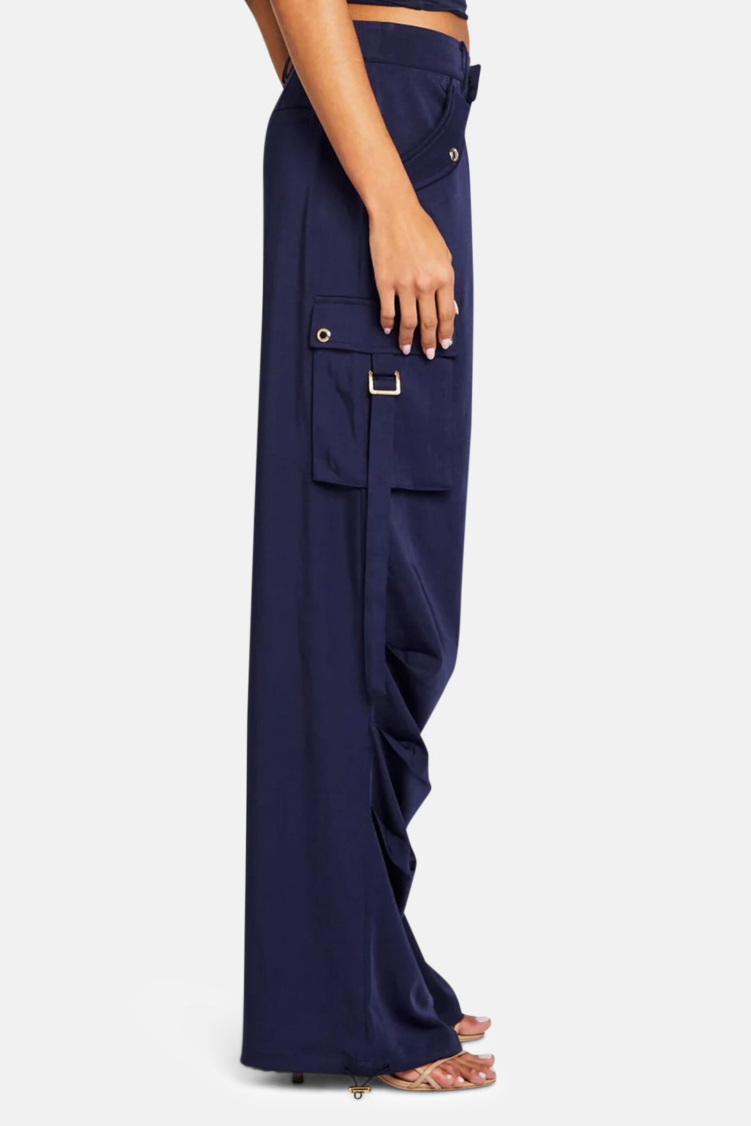 Lai Satin Cargo Pant Navy