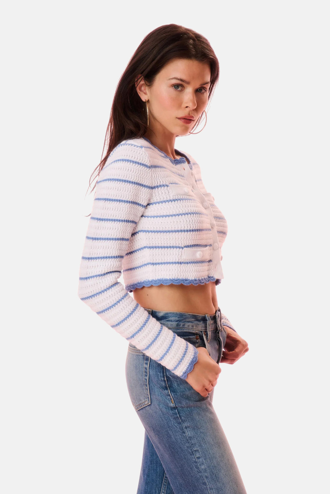 Lamiya Striped Crochet Cardigan Maritime Stripes