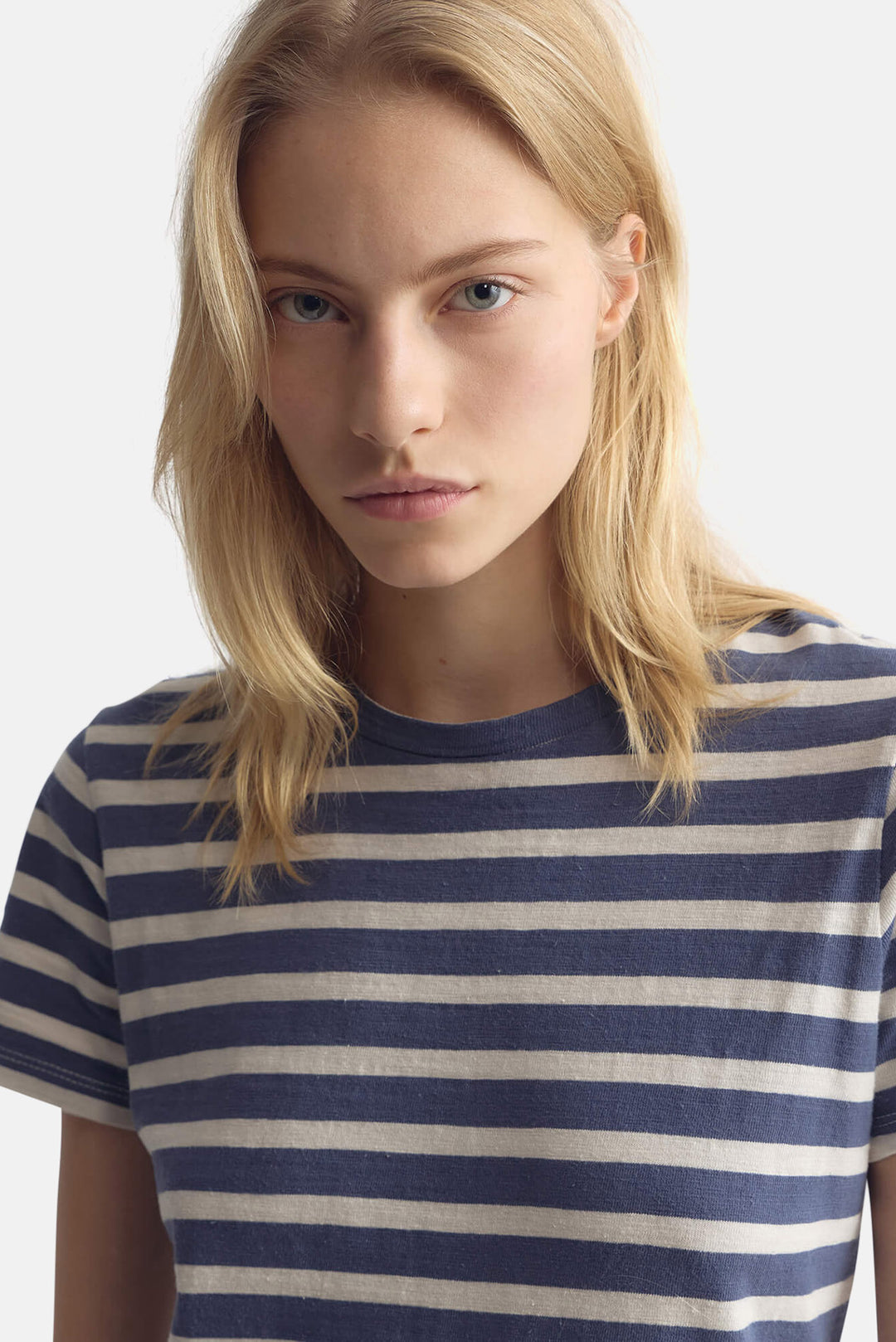 Lana Crewneck Tee French Blue/Off White Stripe