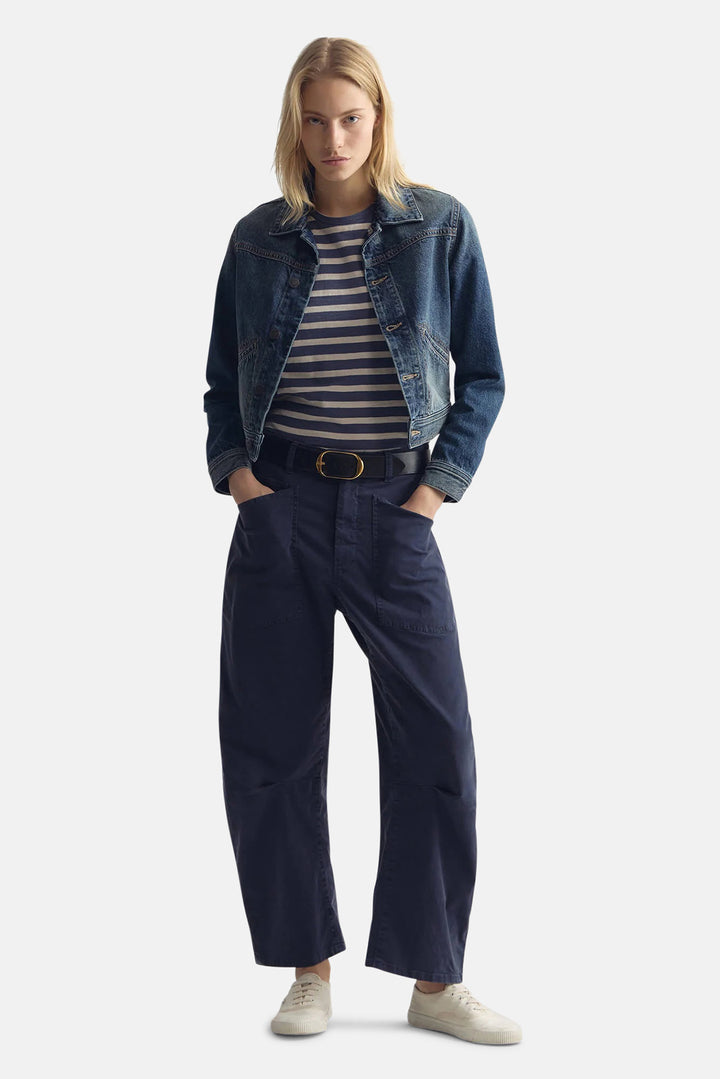 Lana Crewneck Tee French Blue/Off White Stripe