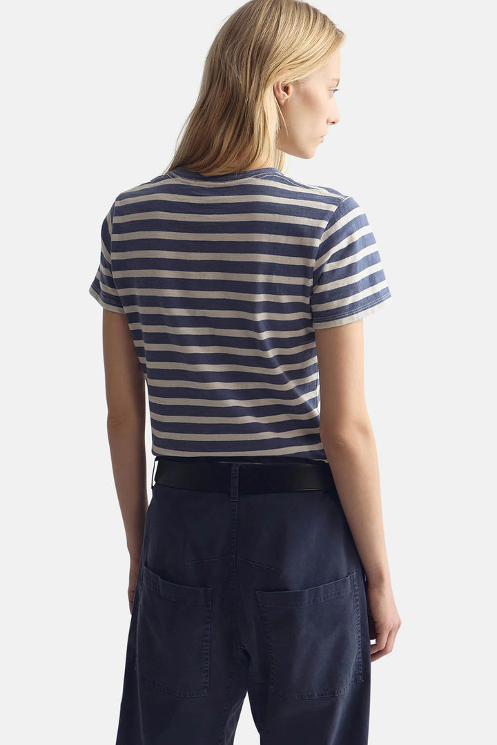 Lana Crewneck Tee French Blue/Off White Stripe