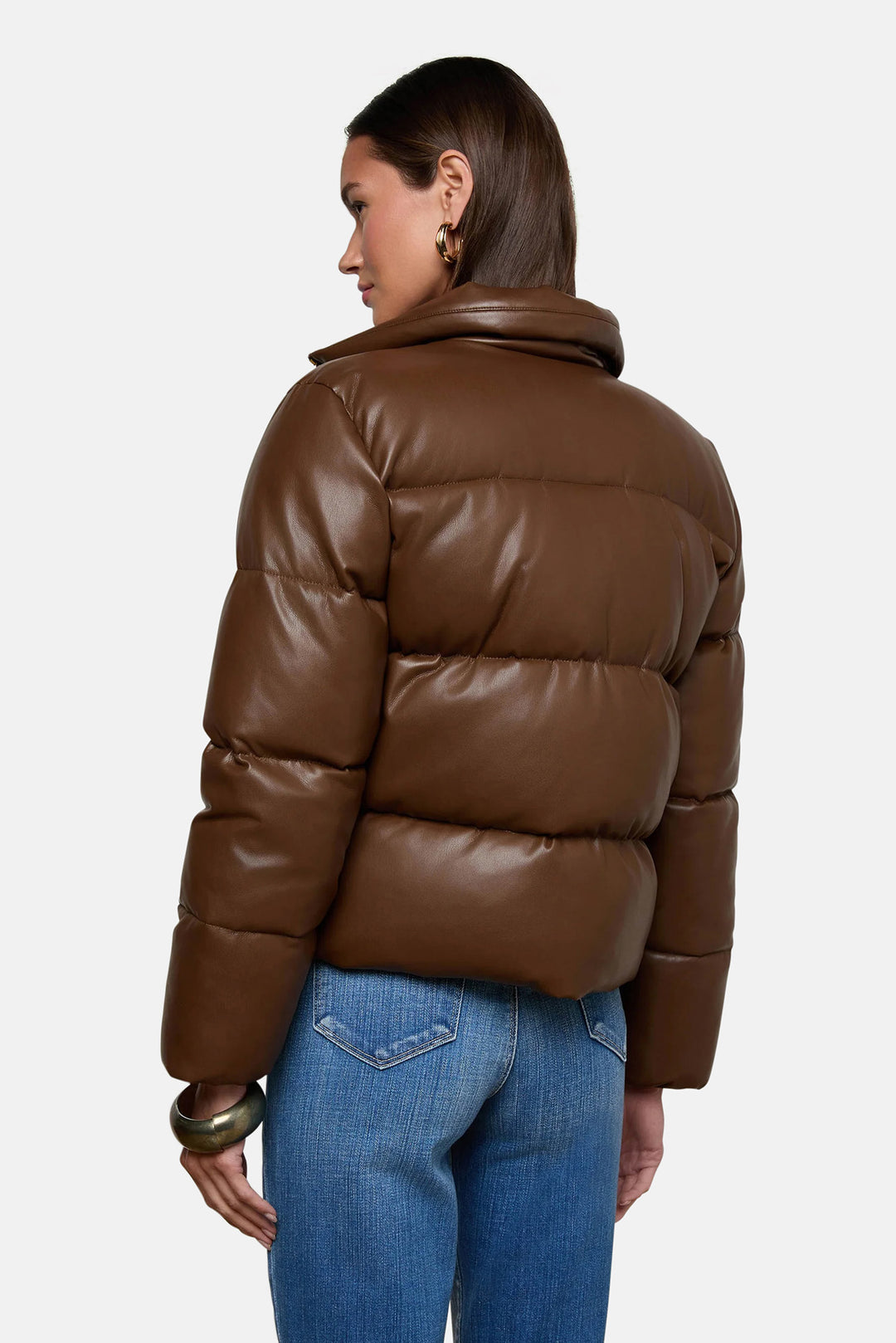 Larsen Vegan Leather Puffer Jacket Carafe Brown/Valencia Leopard