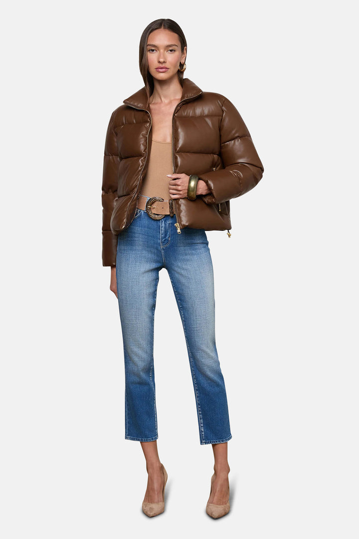 Larsen Vegan Leather Puffer Jacket Carafe Brown/Valencia Leopard