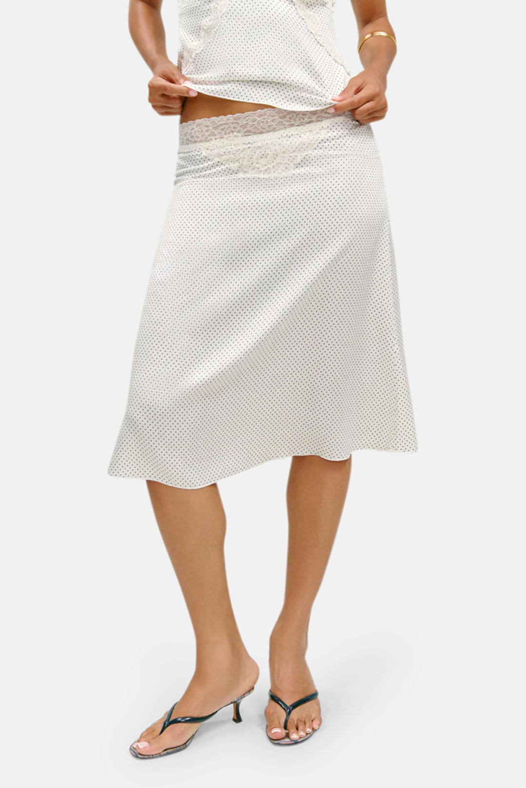 Laura Silk Midi Skirt French Pearl