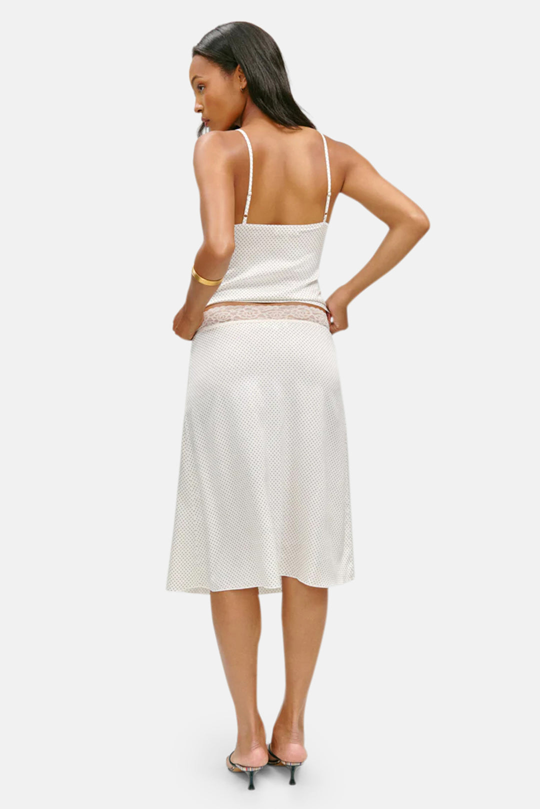 Laura Silk Midi Skirt French Pearl