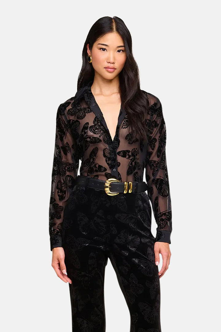 Laurent Velvet Blouse Black Butterfly