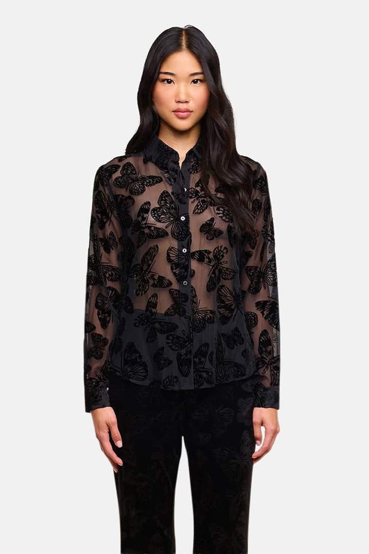 Laurent Velvet Blouse Black Butterfly