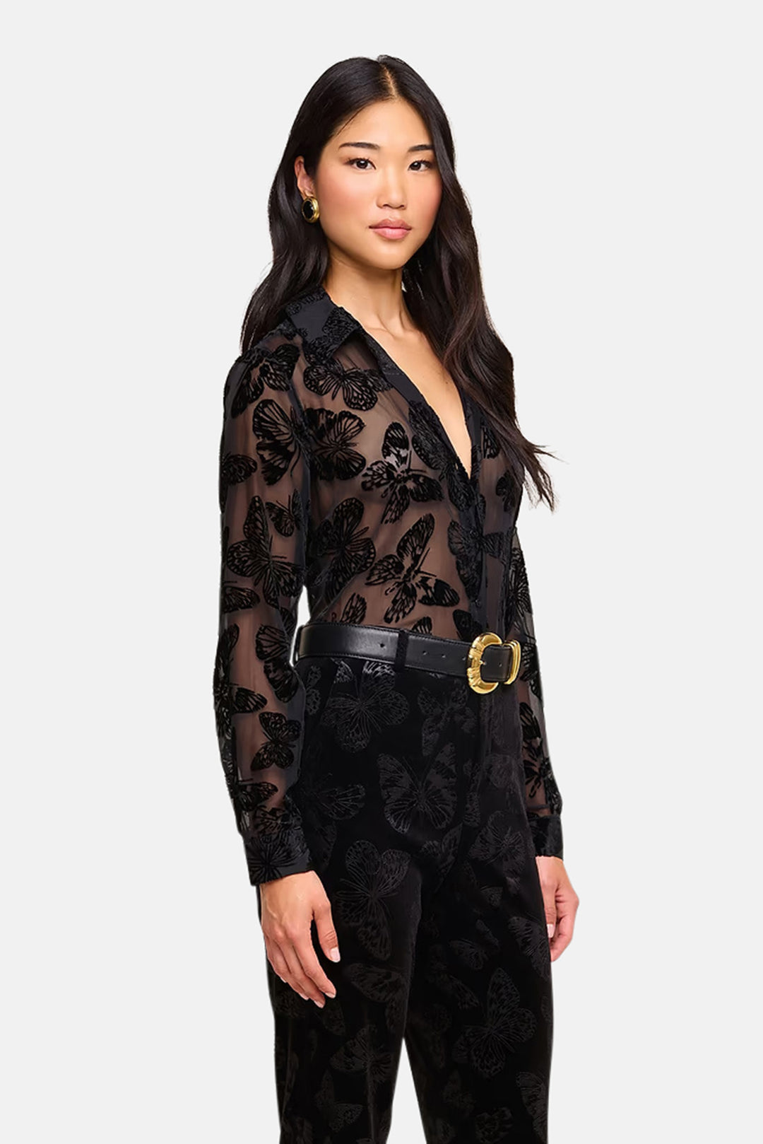 Laurent Velvet Blouse Black Butterfly