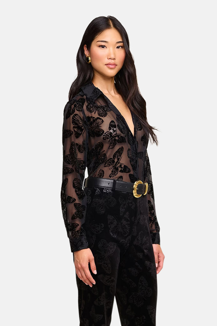 Laurent Velvet Blouse Black Butterfly