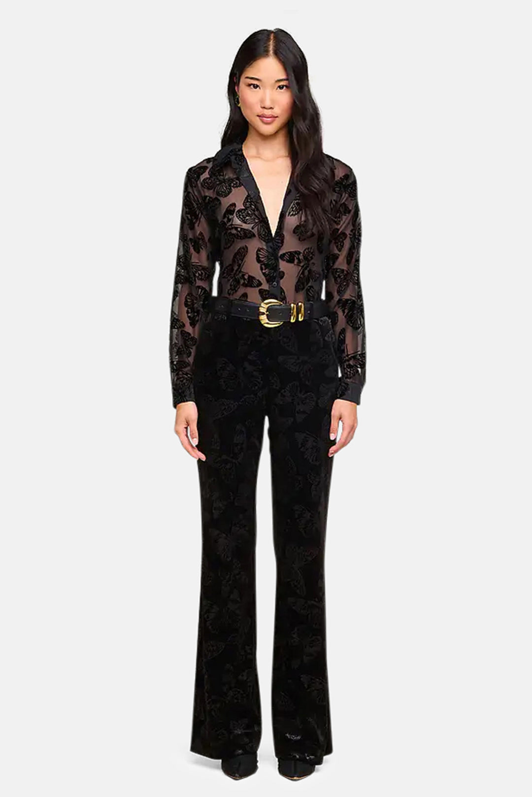 Laurent Velvet Blouse Black Butterfly