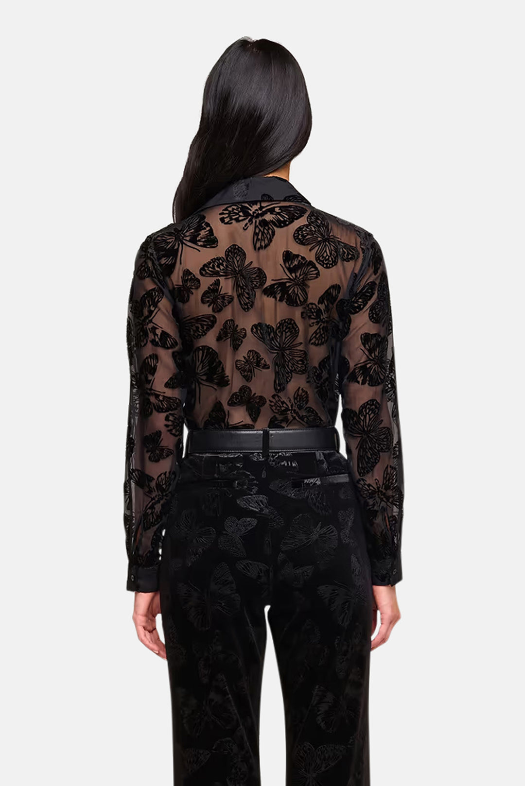 Laurent Velvet Blouse Black Butterfly
