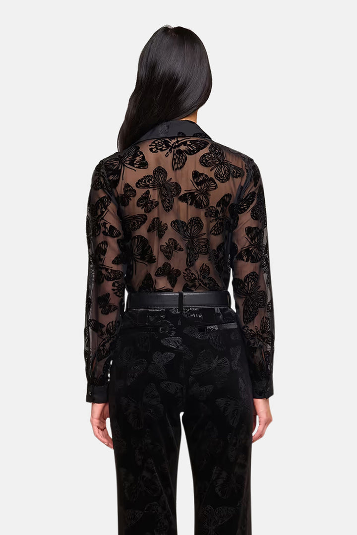 Laurent Velvet Blouse Black Butterfly