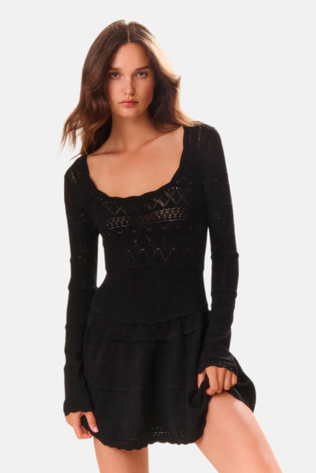 LoveShackFancy | Lavender Pointelle Knit Mini Dress | M | Black LoveShackFancy | Lavender Pointelle Knit Mini Dress | M | Black